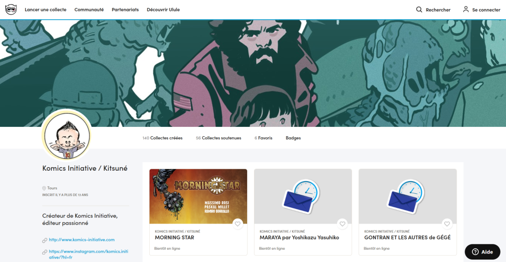 Page Ulule Komics Initiative Crowdfunding Industries Créatives et Culturelles
