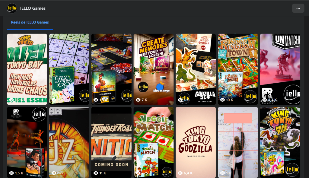 page facebook vidéo reels Iello Games stratégie de contenu